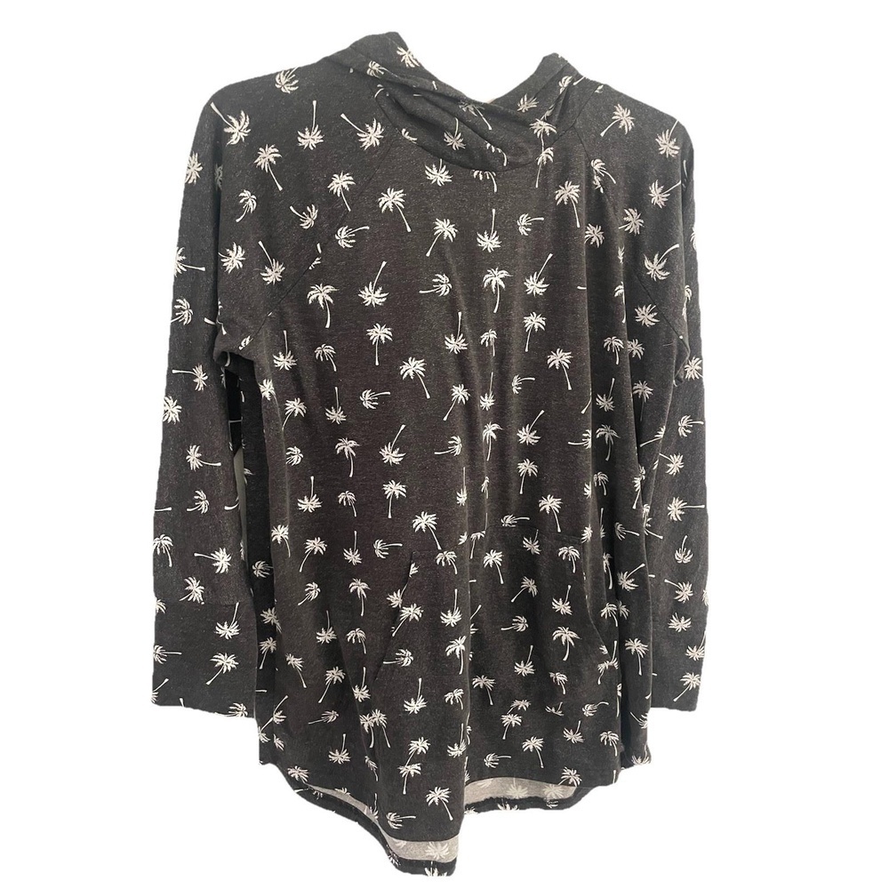 Lularoe Amber Hoodie With Front Pouch Palm Trees Gray Size Large